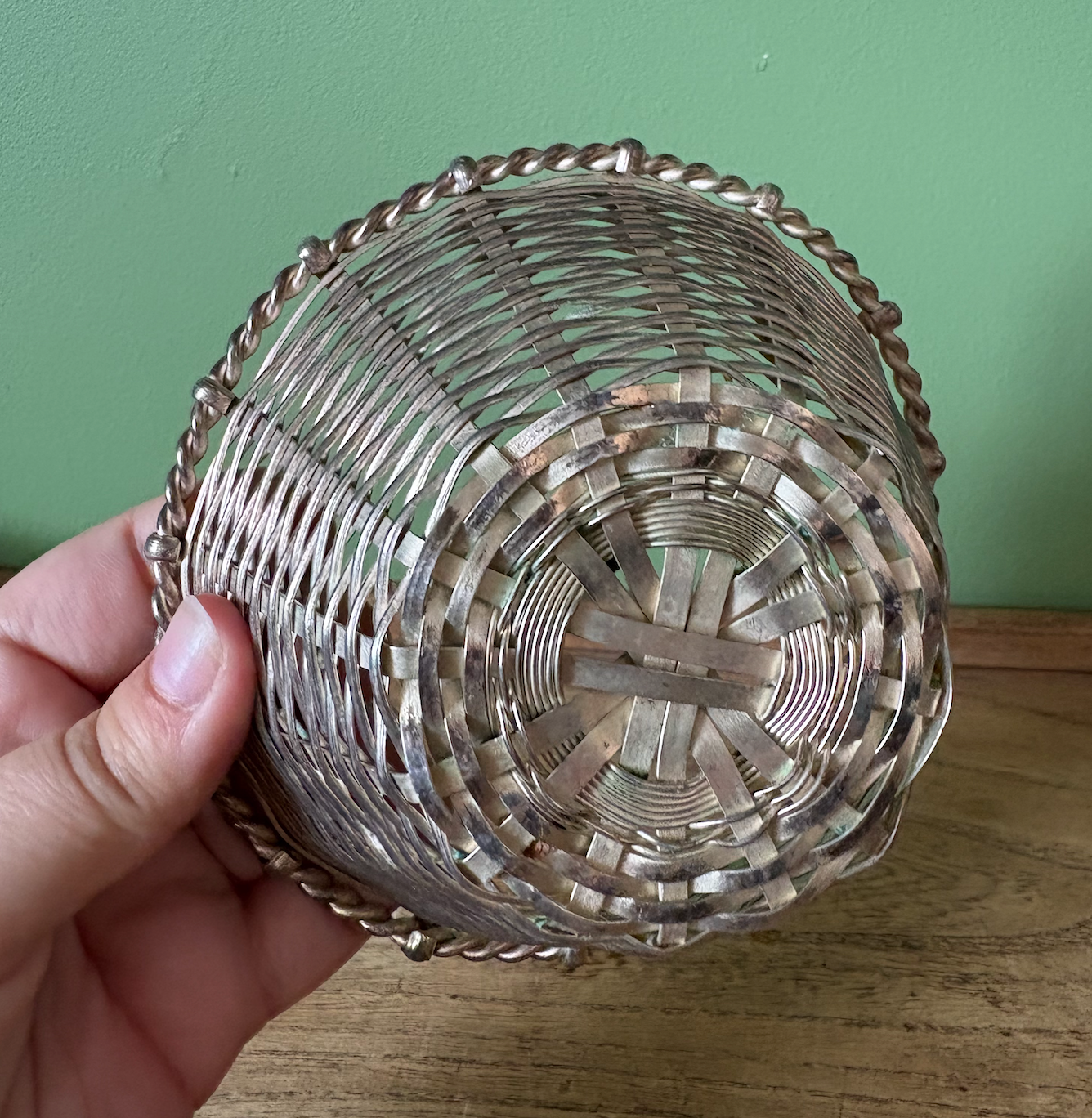 Silver Plate Woven Wire Mini Bakset