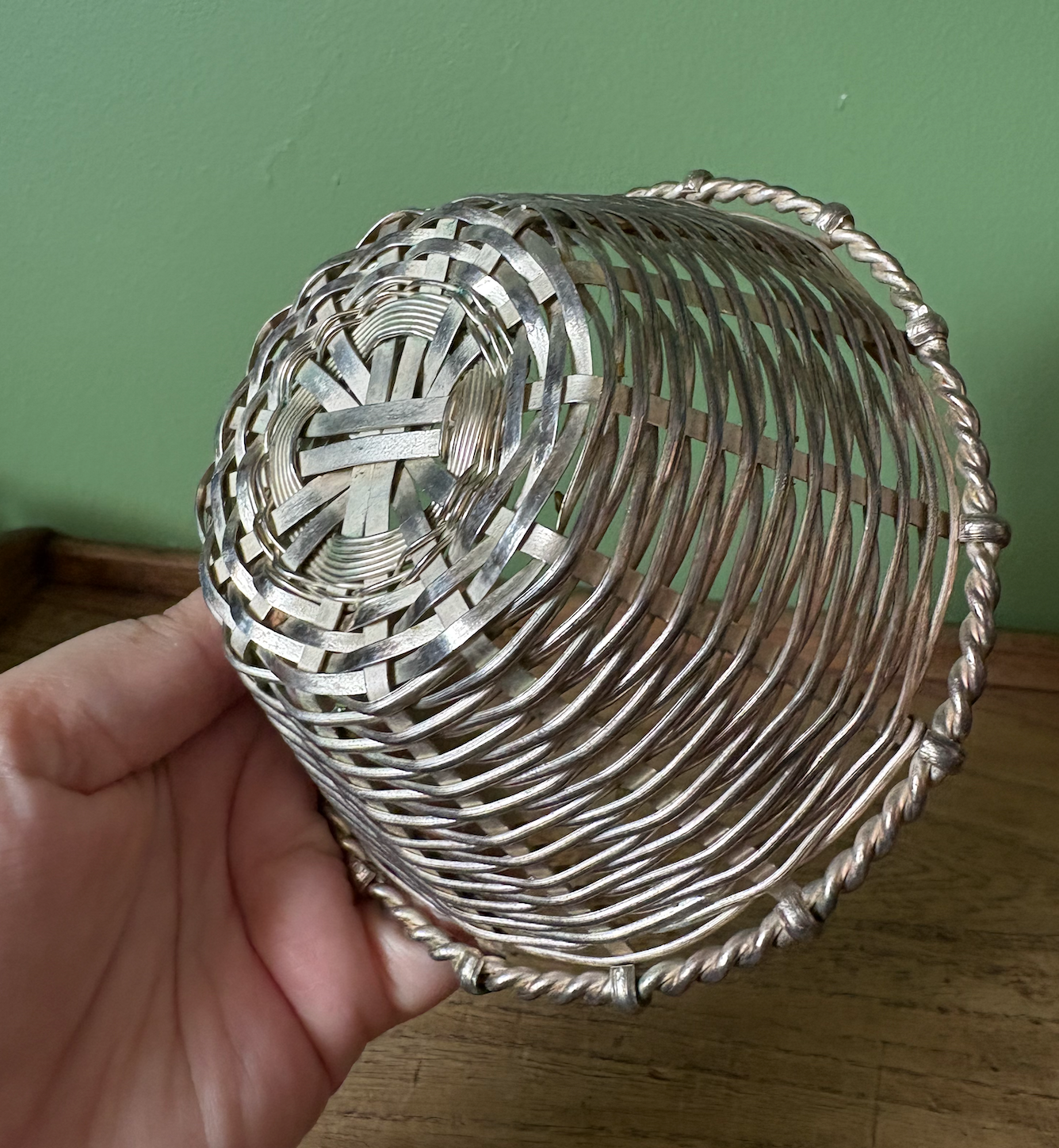 Silver Plate Woven Wire Mini Bakset