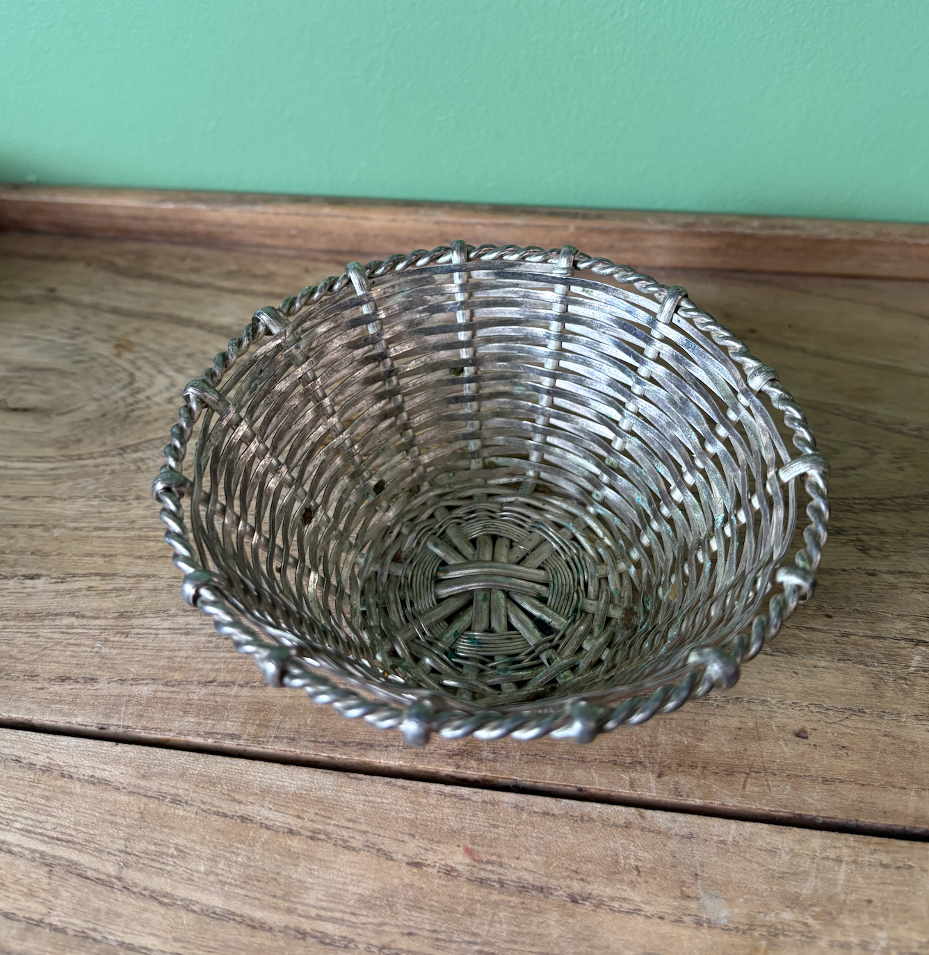 Silver Plate Woven Wire Mini Bakset