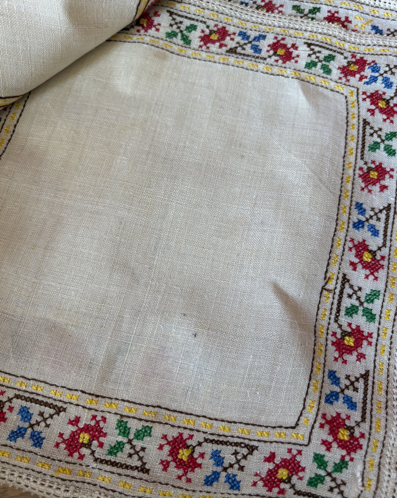 Set of 6 Embroidered Square Placemats and Matching Coasters