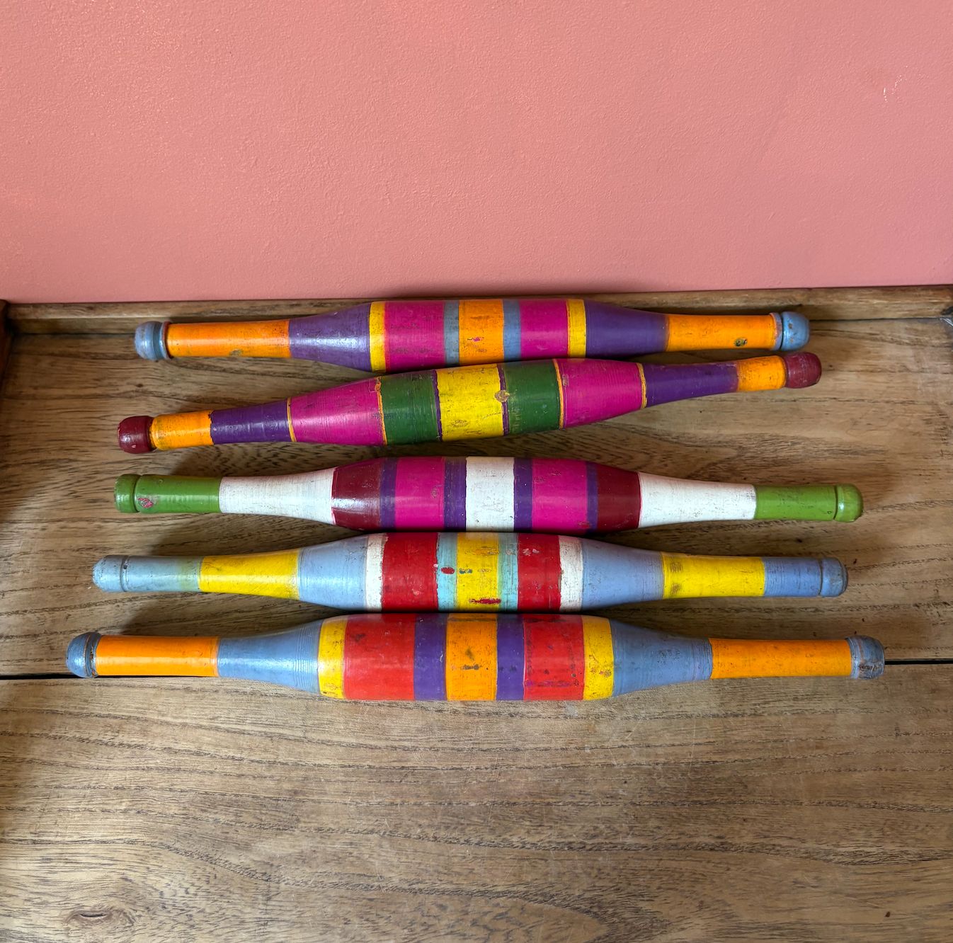 Selection of Wooden Chapati Hand-Painted Rolling Pins