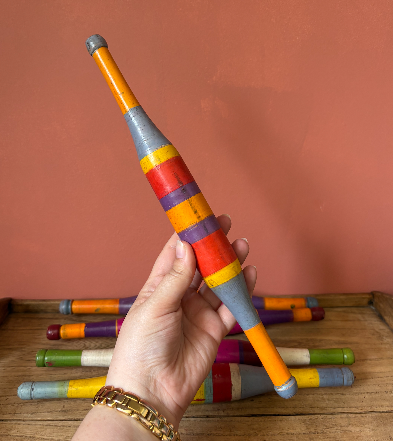 Selection of Wooden Chapati Hand-Painted Rolling Pins