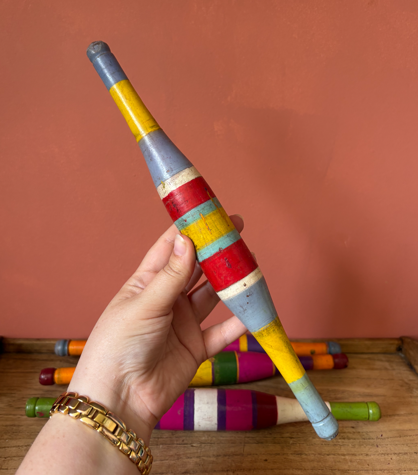 Selection of Wooden Chapati Hand-Painted Rolling Pins