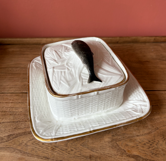 George Jones Albino Majolica Ironstone Sardine Box