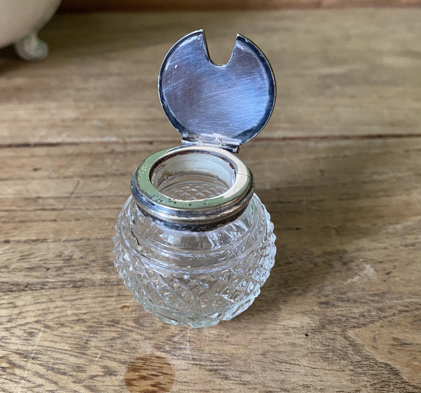 Small Cut Glass Lidded Condiment Pot