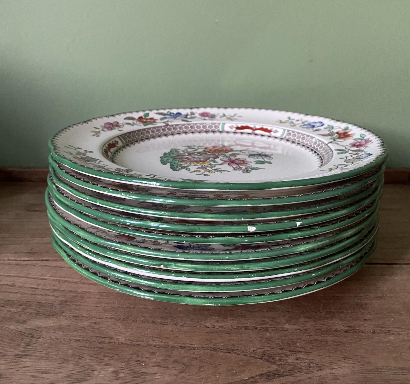 Ten Spode Copeland Chinese Rose 23cm Plates