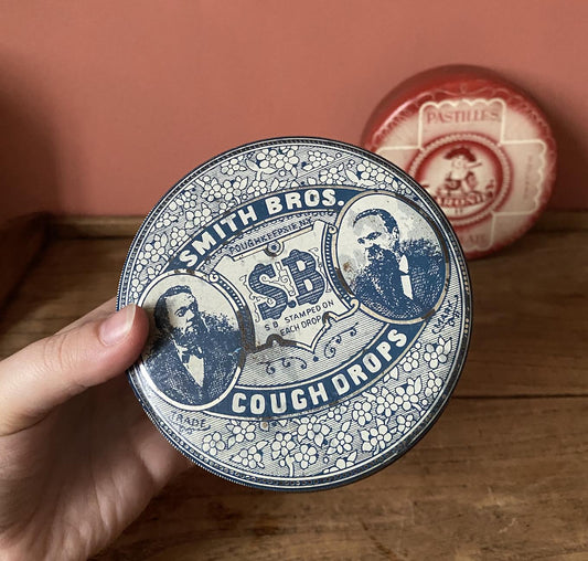 Smith Brothers Round Cough Drops Tin & Baronie Sweet Pastilles | Collectible Tin