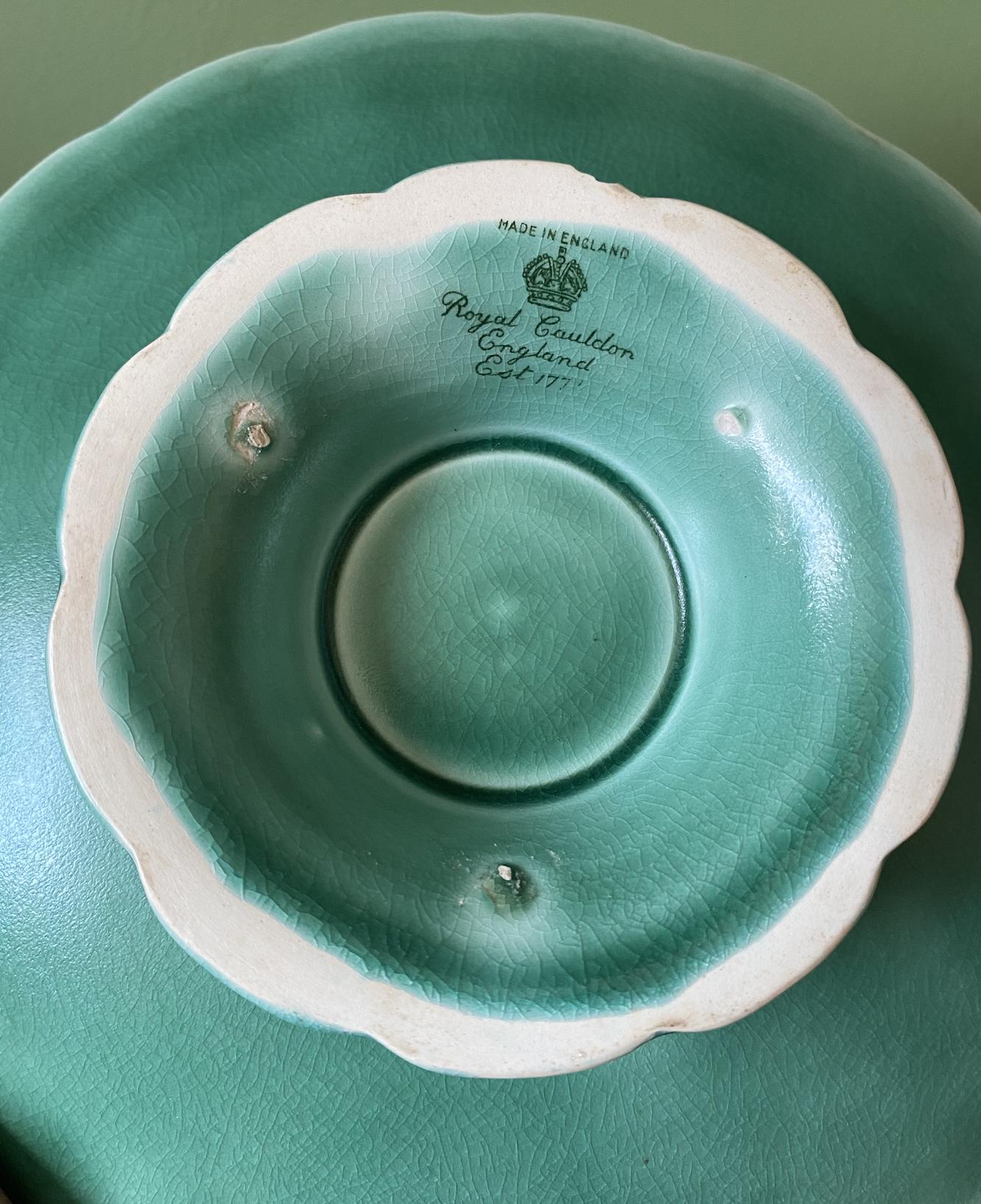 Royal Cauldon Teal Green Low Cake Stand