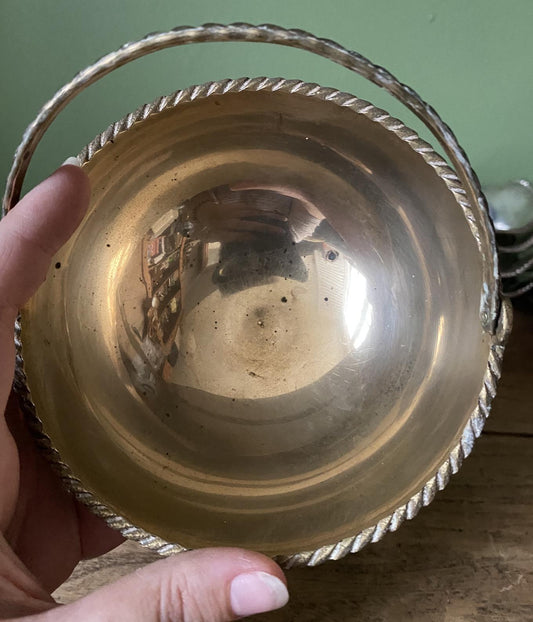 Brass Bowl with Handle and flared base
