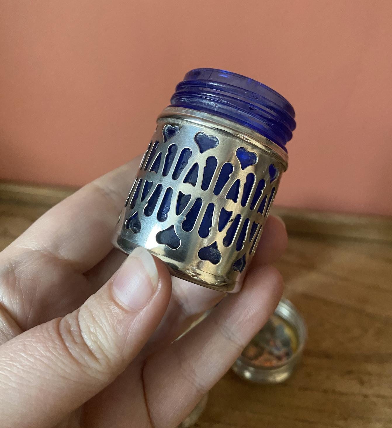 Godinger Cobalt Glass & Silver Salt Pepper Shakers