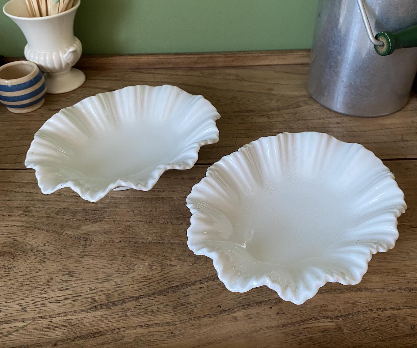 Pair of Coal Port Country Ware White Sweet Dishes