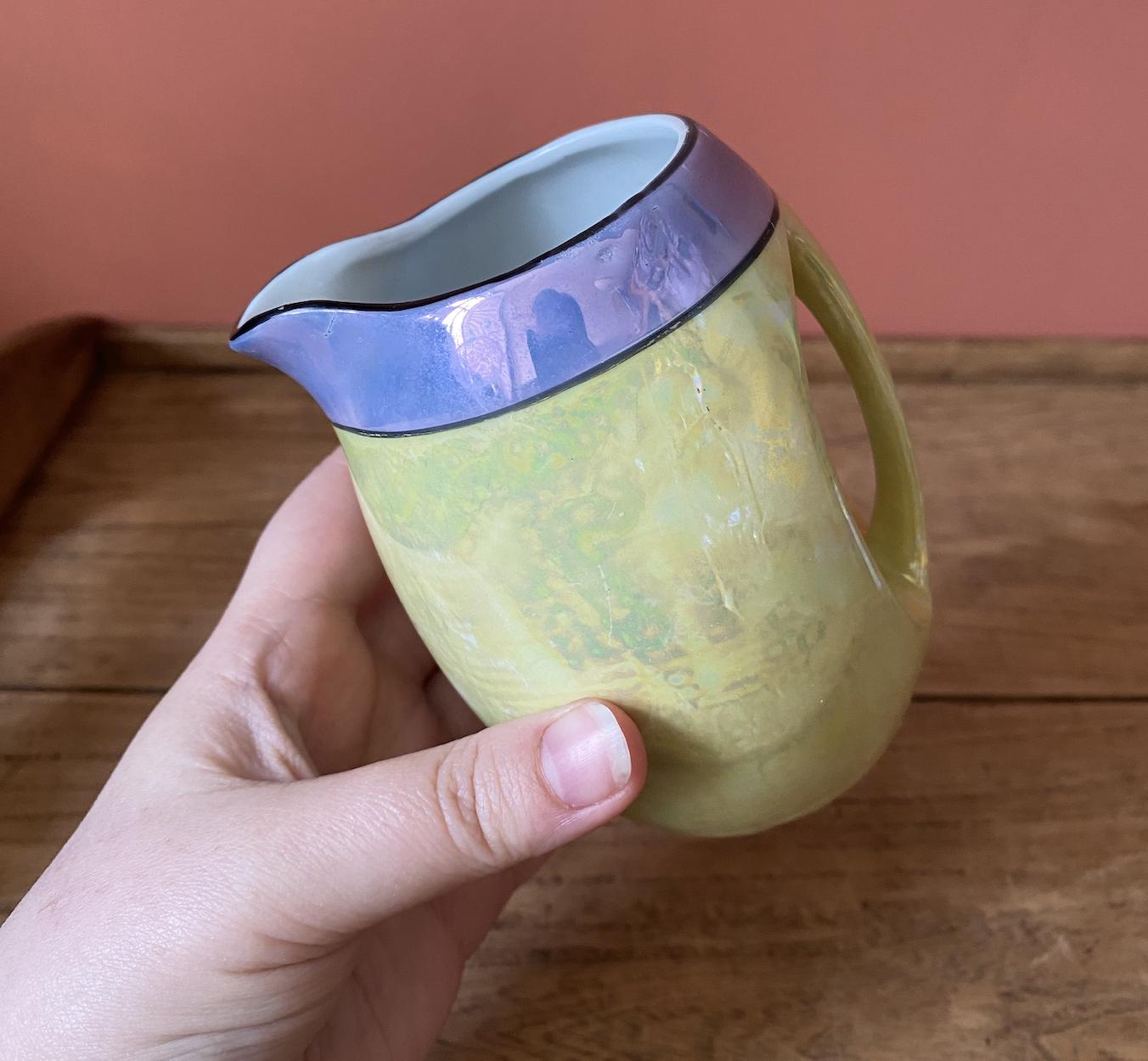 Yellow & Lilac Lustre Japanese Jug