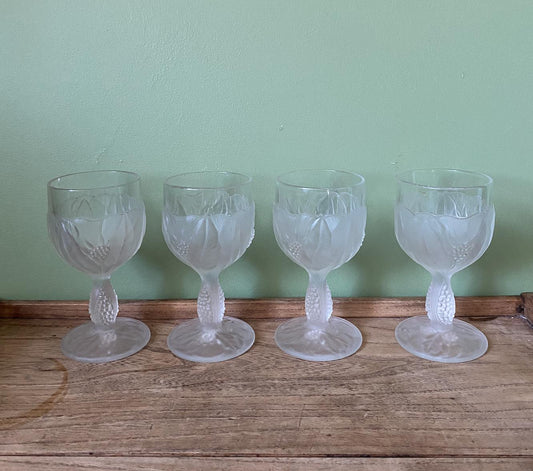 Set of 3 Vintage Taitu Frosted Italian Water Goblets