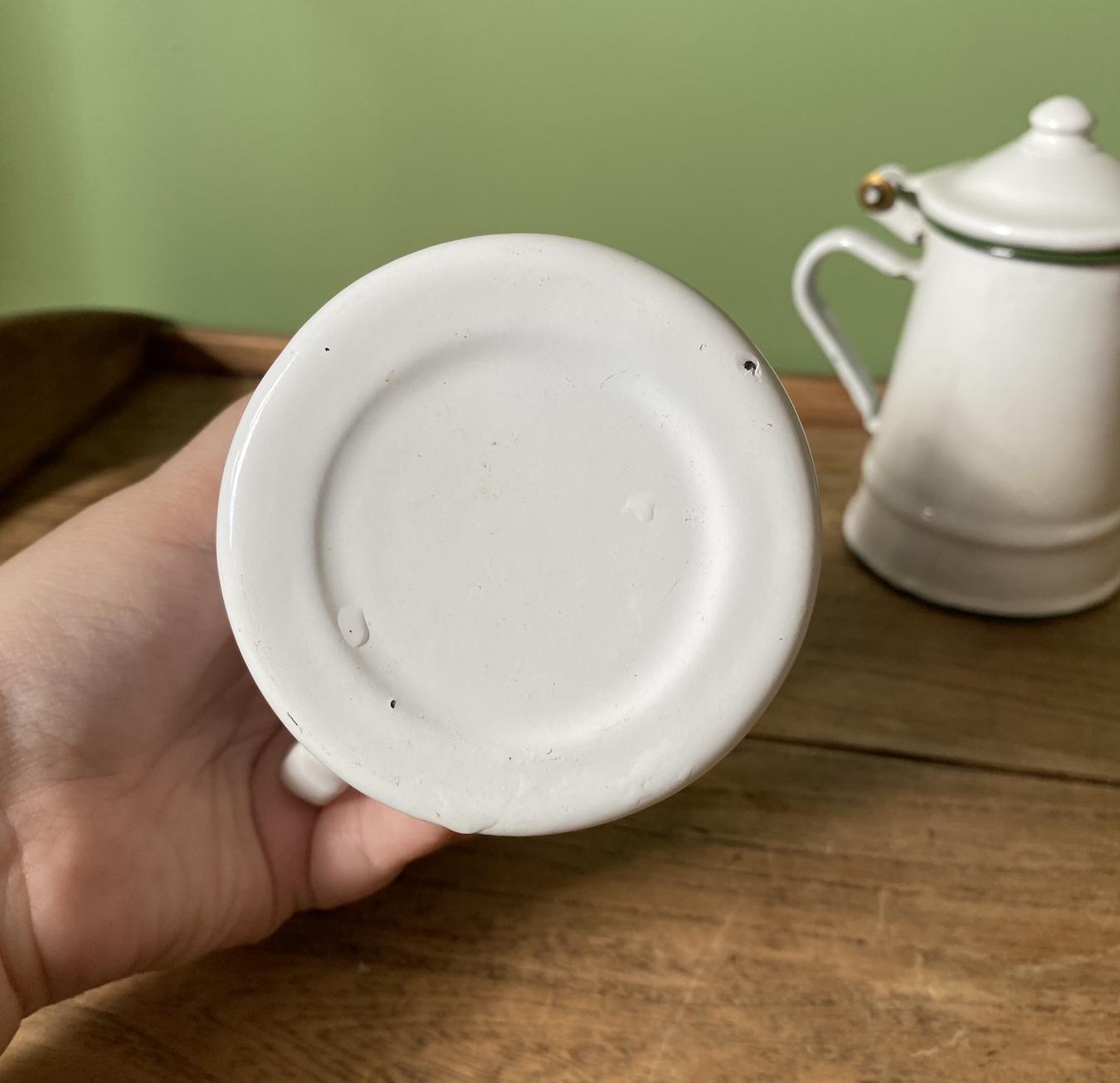 Mini White & Blue Enamel Coffee Pot