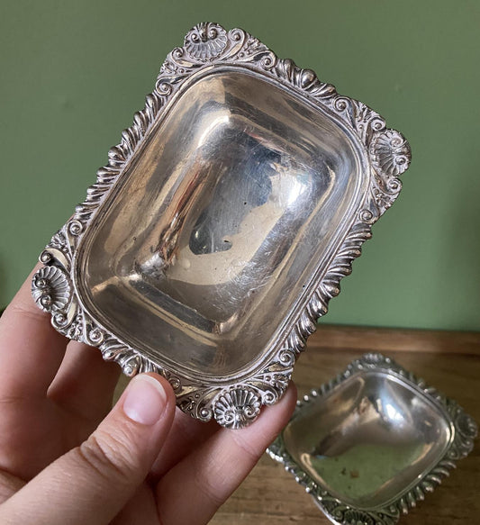 Pair of Antique Metal Decorative Salt Cellars