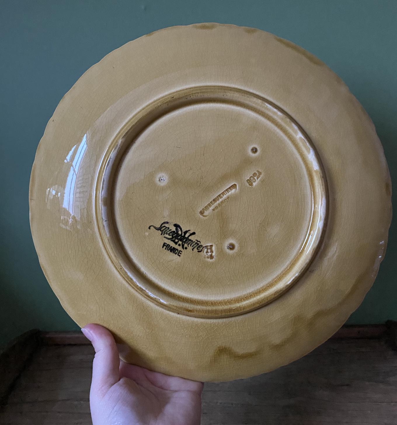 French Sarreguemines Majolica Fruit Plate Large