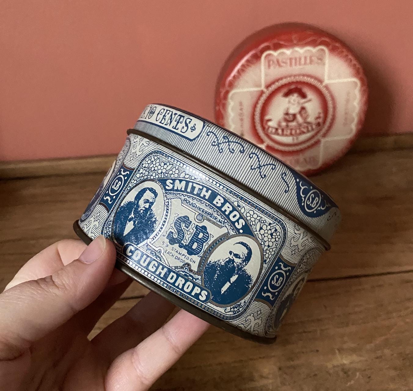 Smith Brothers Round Cough Drops Tin & Baronie Sweet Pastilles | Collectible Tin