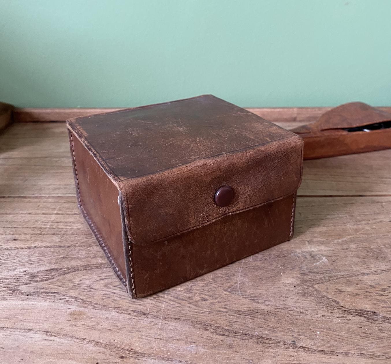 Square Brown Leather Toiletry | Jewellery Travel Box