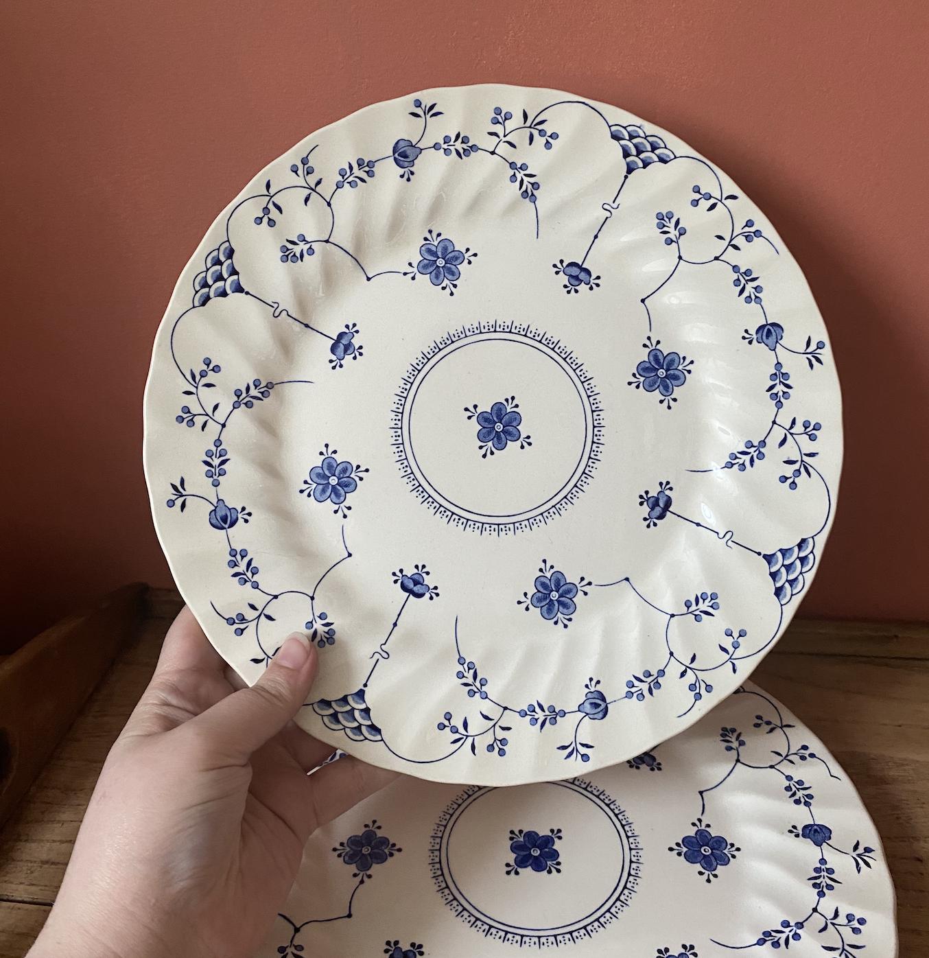 Pair of Myott Finlandia Blue & White Dinner Plates