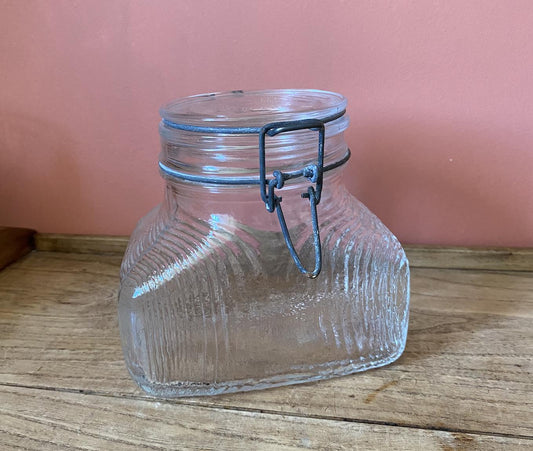 Vetri Di Fidenza Per Alimenti Embosses Glass Lever Lock Storage Jar