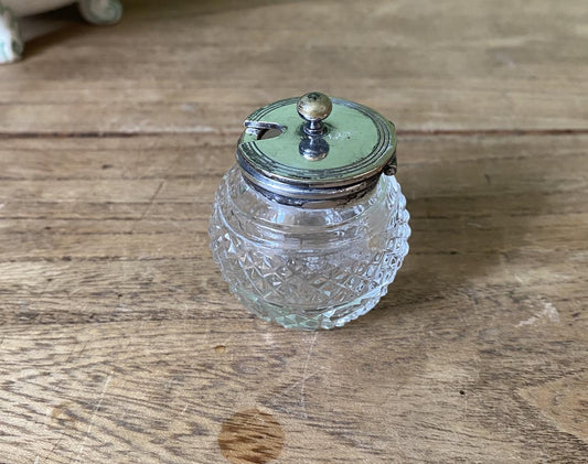 Small Cut Glass Lidded Condiment Pot