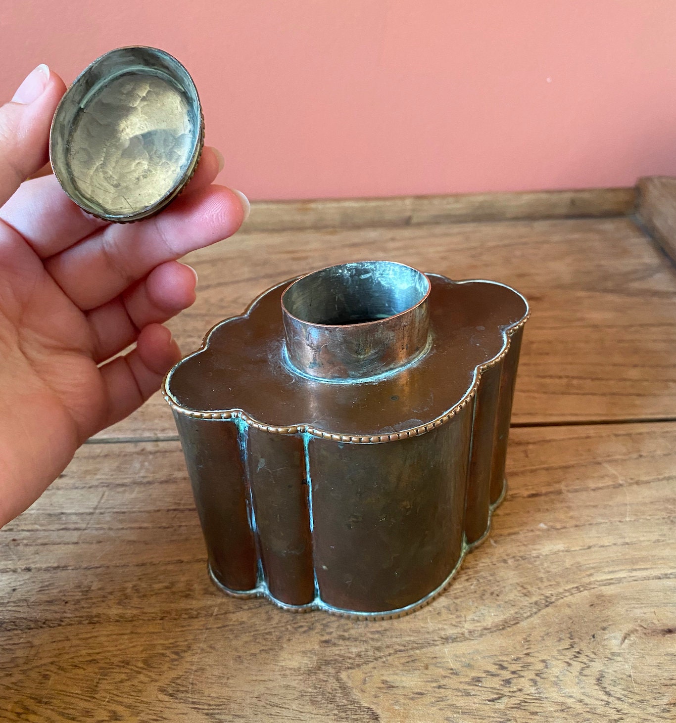 Antique Art Nouveau Copper Tea Caddy