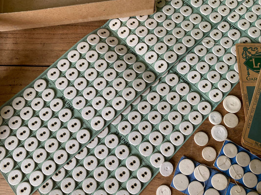 Selection of English White Linen & Brass Buttons