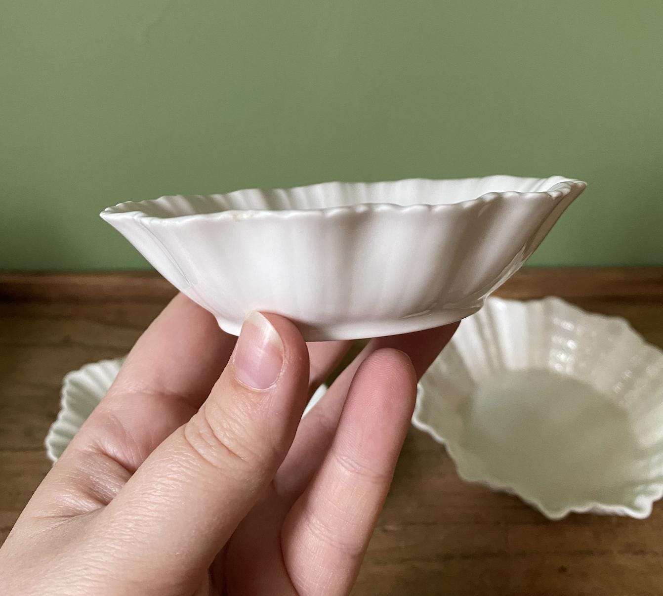 Delphine & Shelly White Bone China Scalloped Trinket Dishes