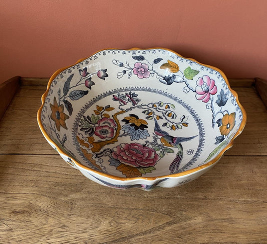 Mason Ironstone Flying Bird Large Pedestal Bowl
