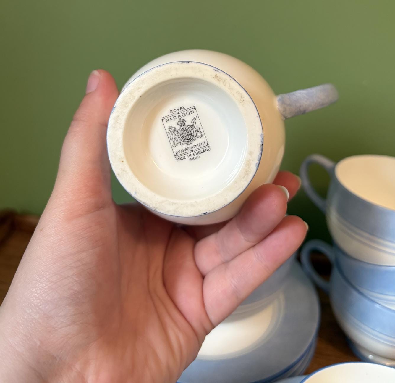 Royal Paragon 10 piece Blue and White Stripe Tea Service