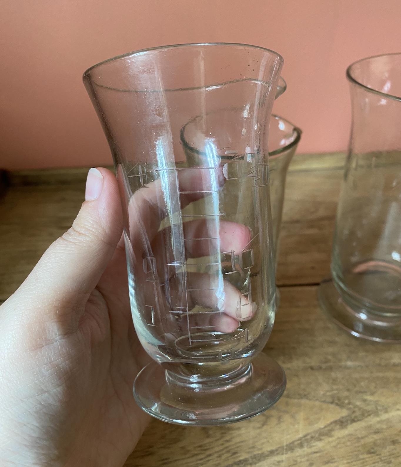 Trio of Glass Flasks | Etched Numbers