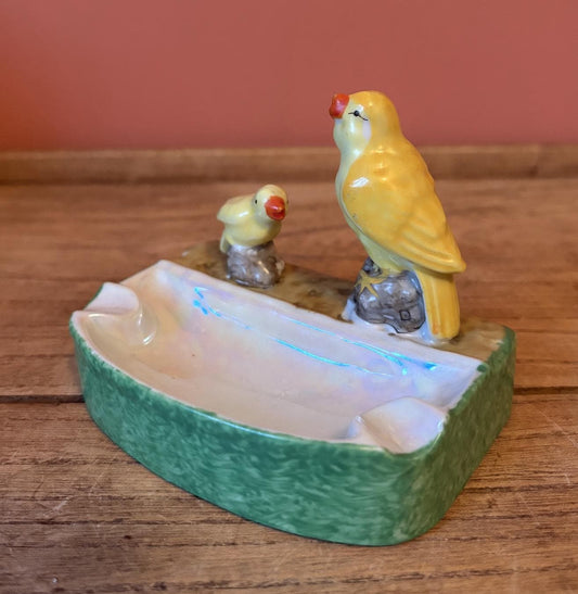 Japanese Two Chicks Ceramic Ashtray