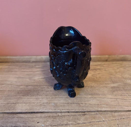 Victorian Black Pressed Glass Jug - Thistles