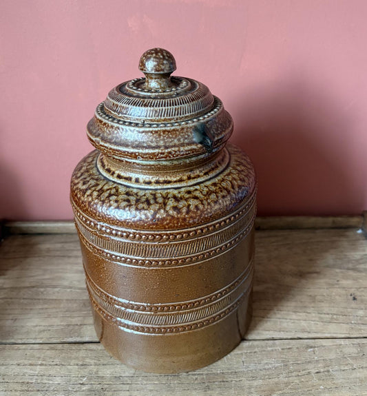 Ampos Filhos, Aveiro Brown Salt Glaze Lidded Container