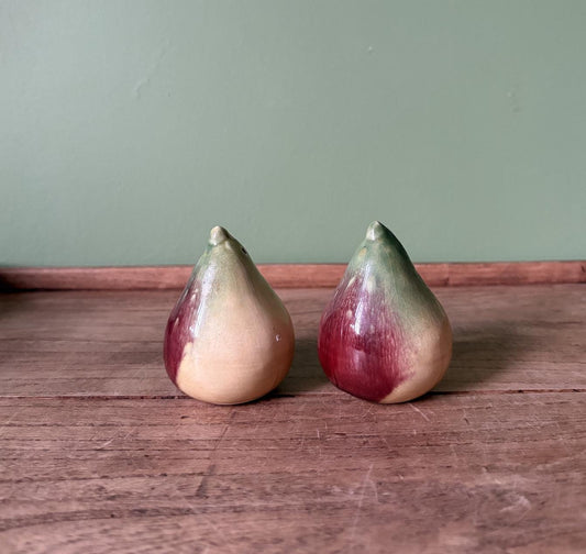 Pair of Fig Shaped Ceramic Salt & Pepper Shakers