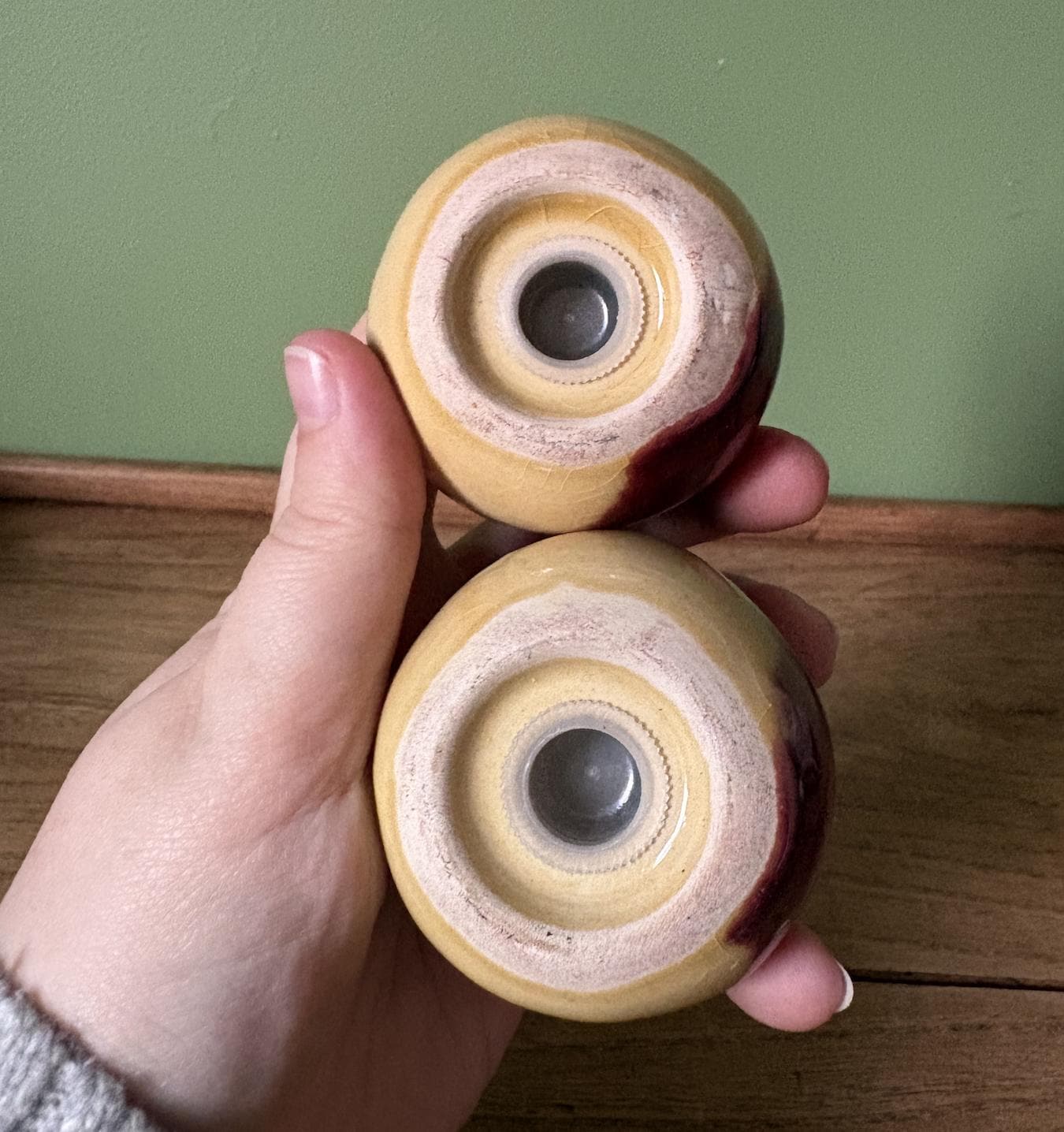 Pair of Fig Shaped Ceramic Salt & Pepper Shakers