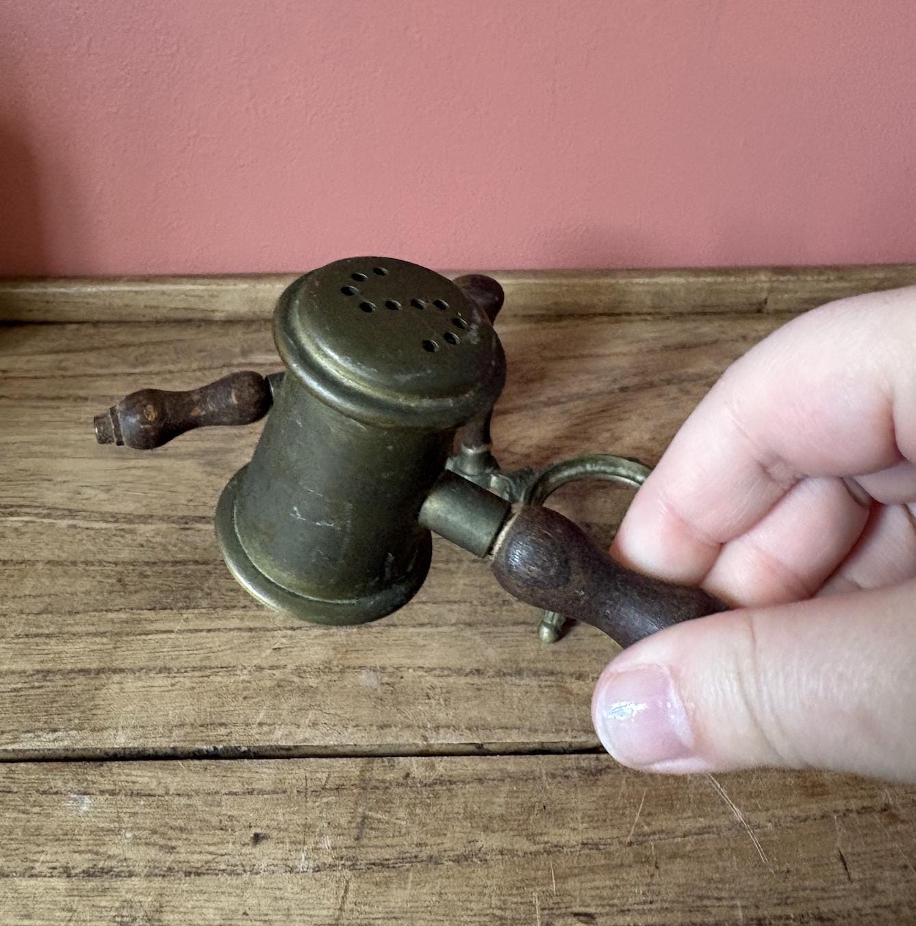 Brass and Wood Salt Pepper Shakers