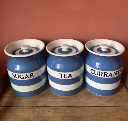Cornishware Blue and White Striped Storage Containers