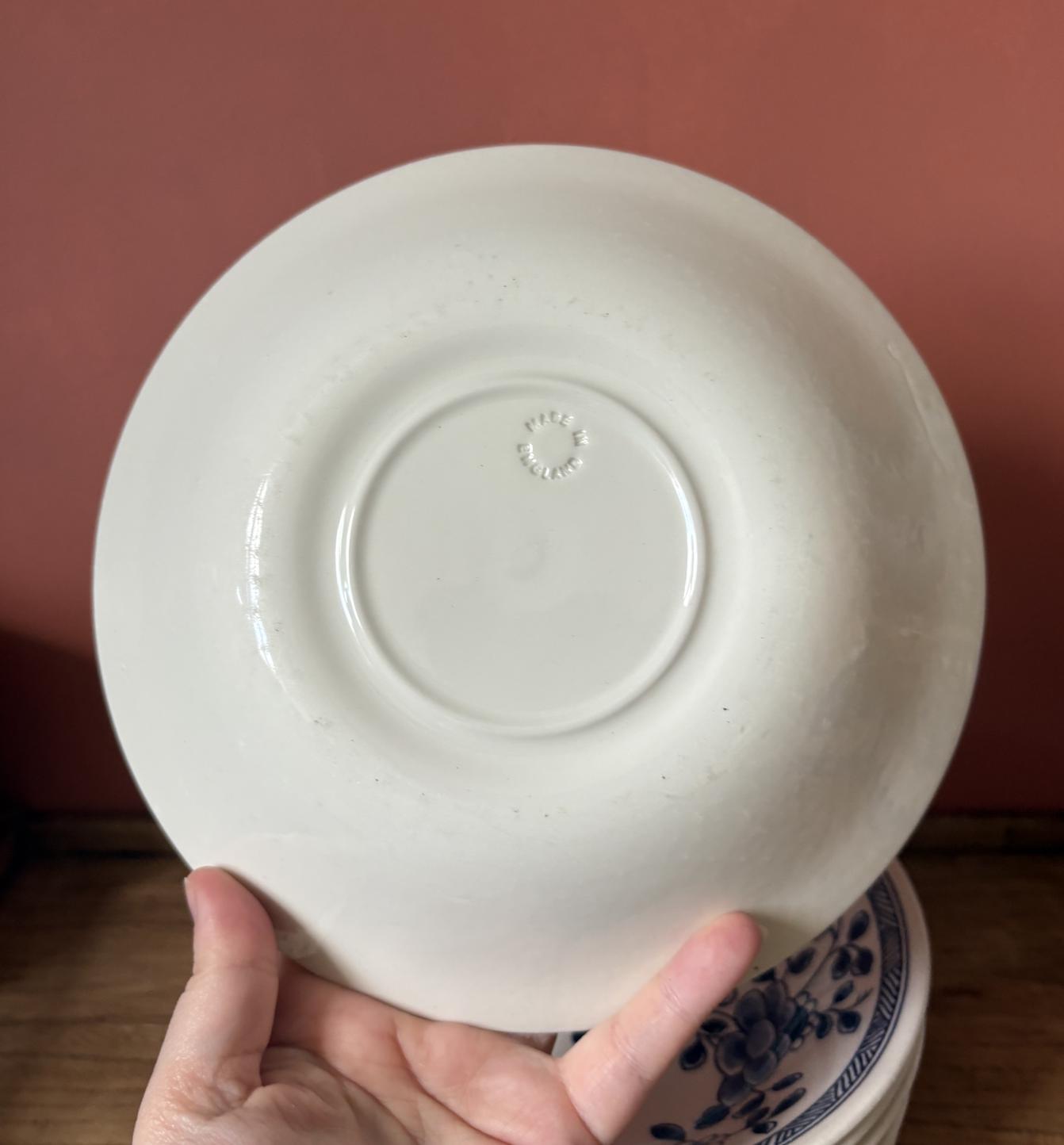Set of Seven Blue & White Floral Pasta Bowls