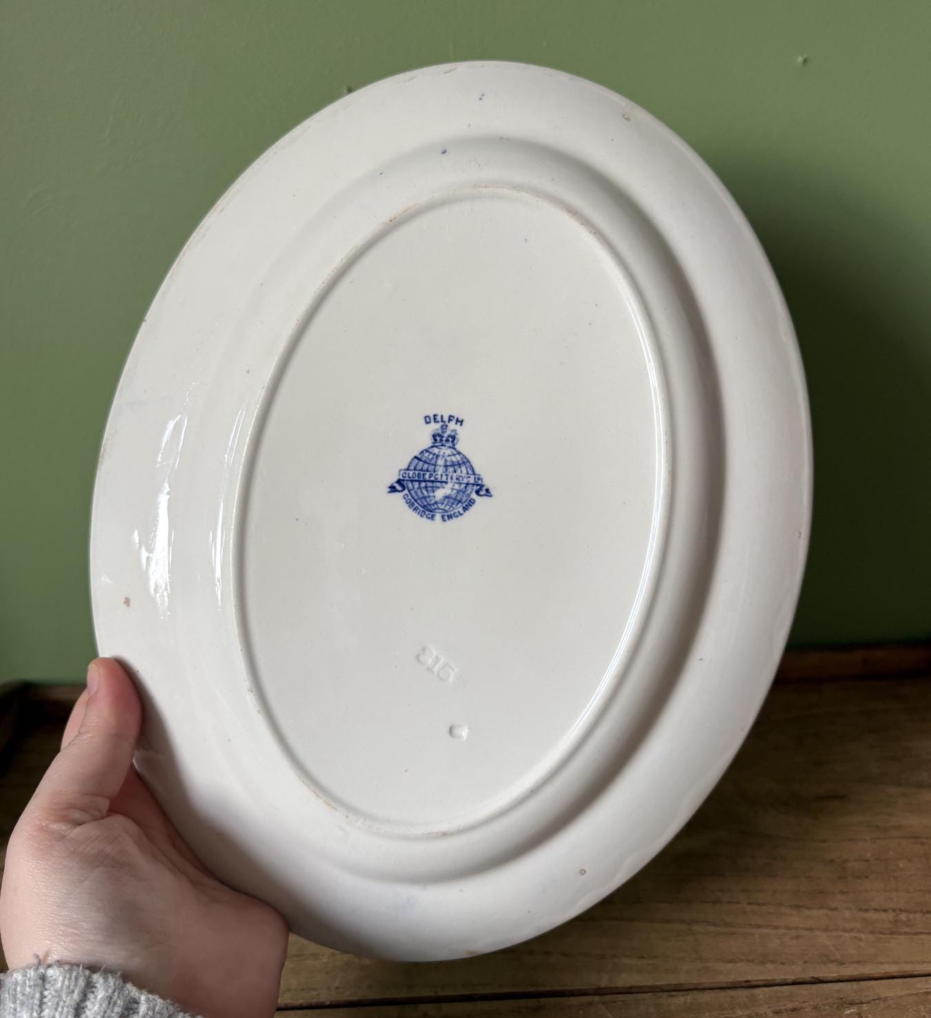 Delph Blue and White Oval Serving Platter