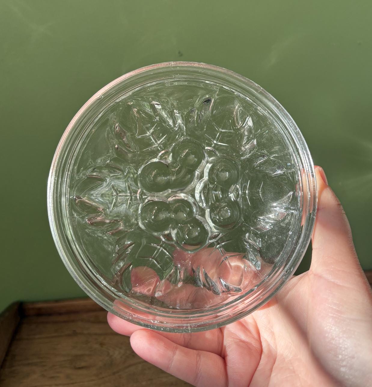 Holly Topped Glass Jelly Mould