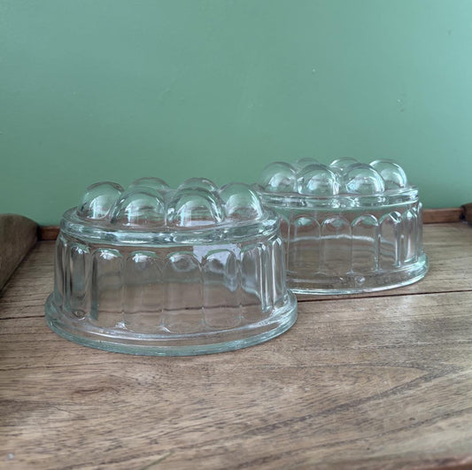 Two Large Bubble Glass Jelly Moulds