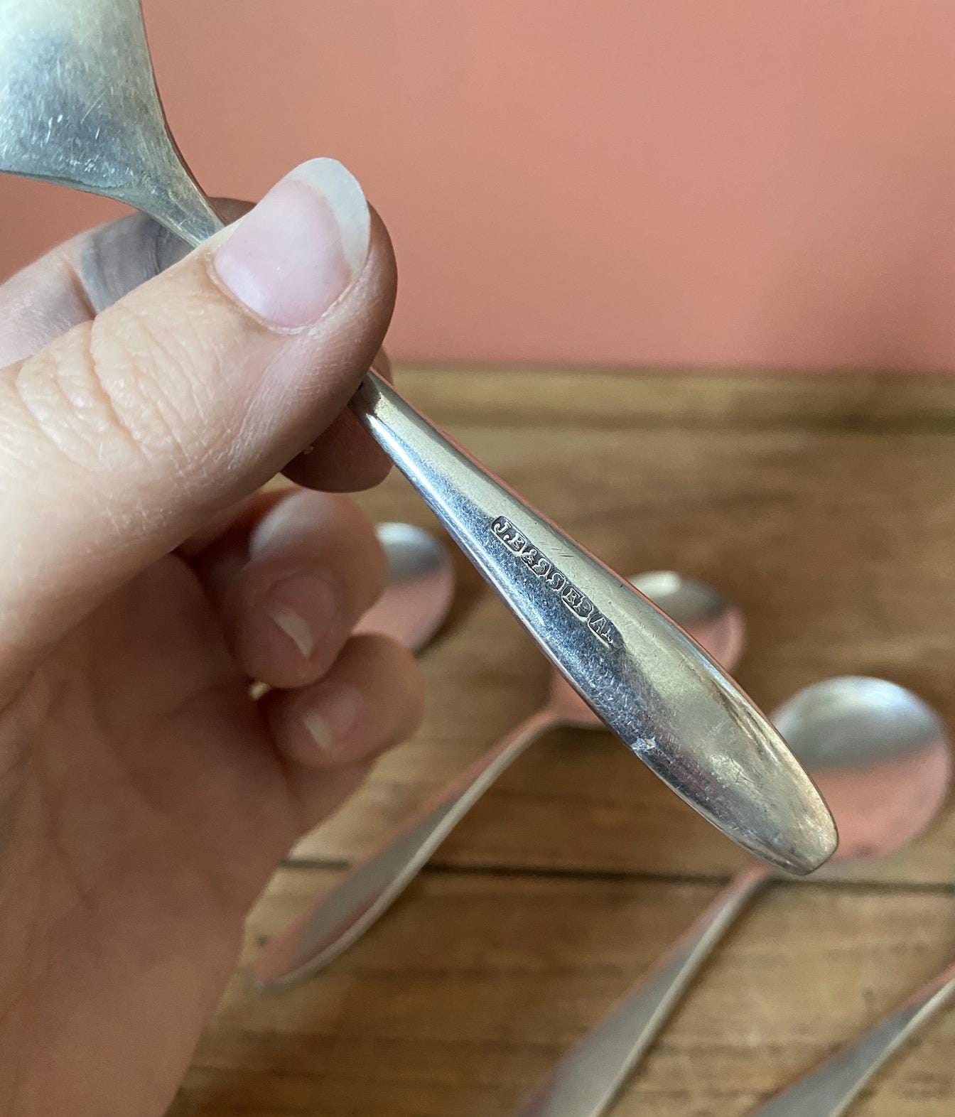 Set of 6 Silver Short Soup Spoons