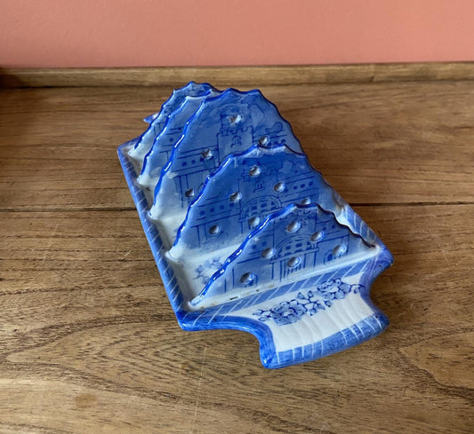 Hackmann Blue Castle & Rose Ceramic Toast Rack