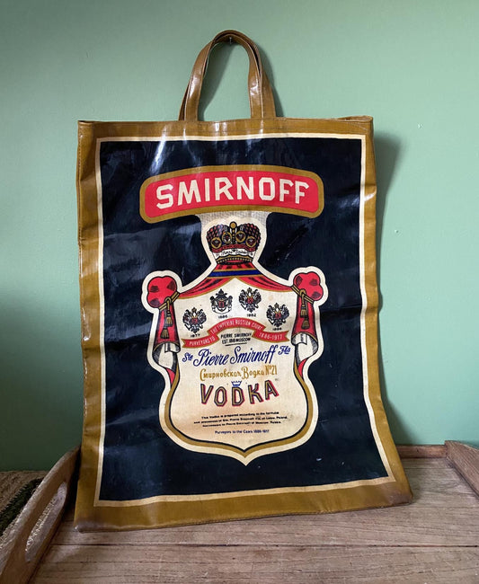 Vintage 1970s Smirnoff Cotton PVC Vodka Tote Bag