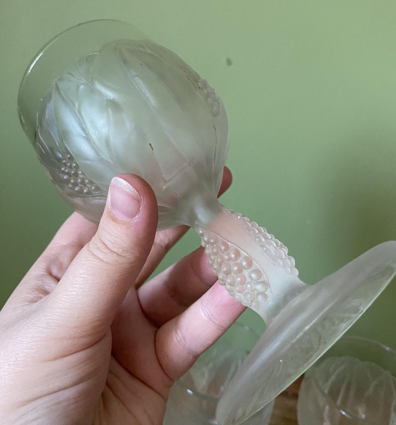 Set of 3 Vintage Taitu Frosted Italian Water Goblets