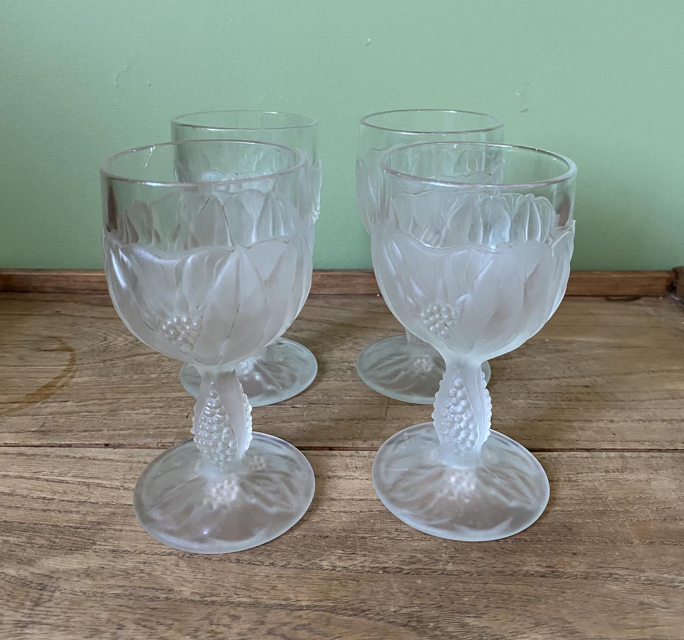 Set of 3 Vintage Taitu Frosted Italian Water Goblets
