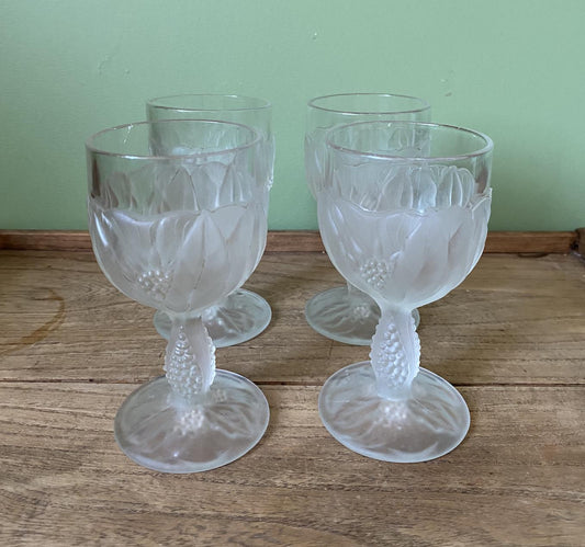 Set of 3 Vintage Taitu Frosted Italian Water Goblets
