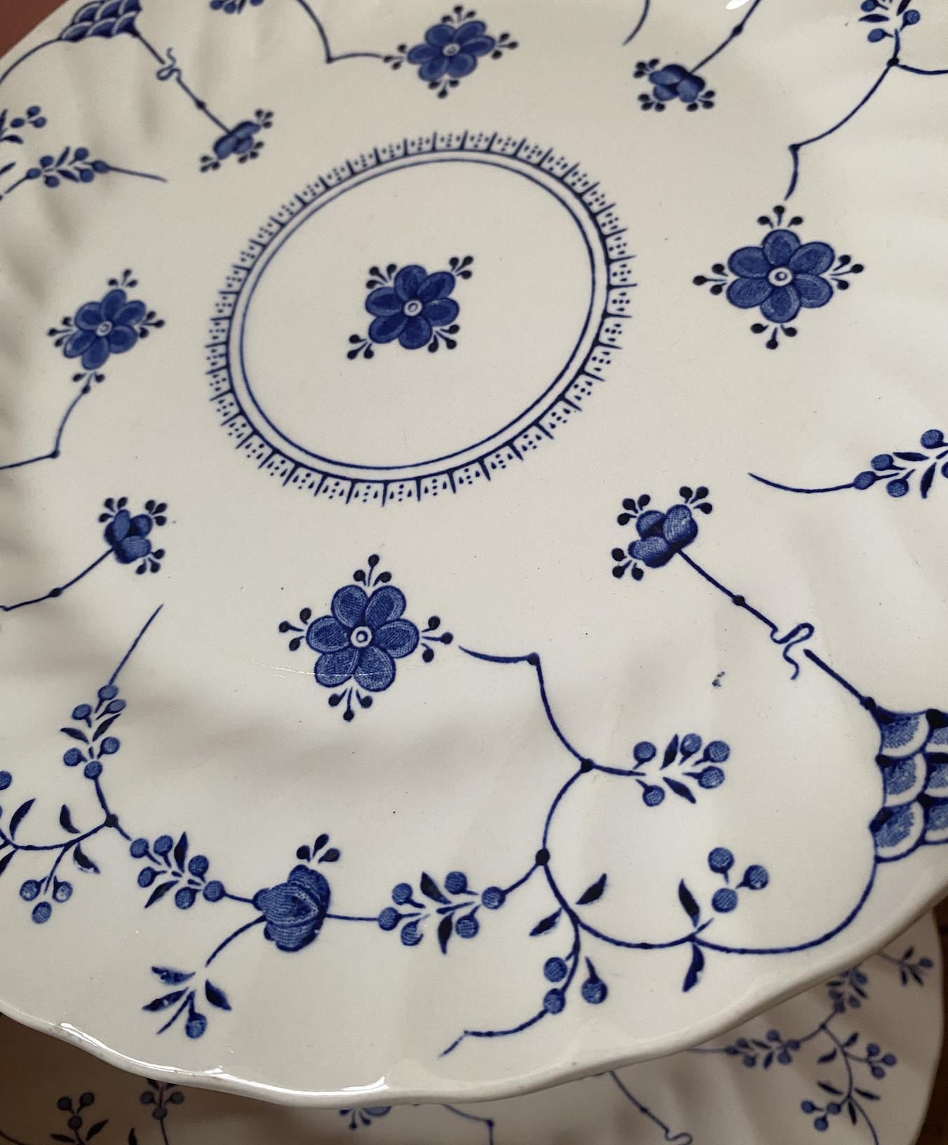 Pair of Myott Finlandia Blue & White Dinner Plates