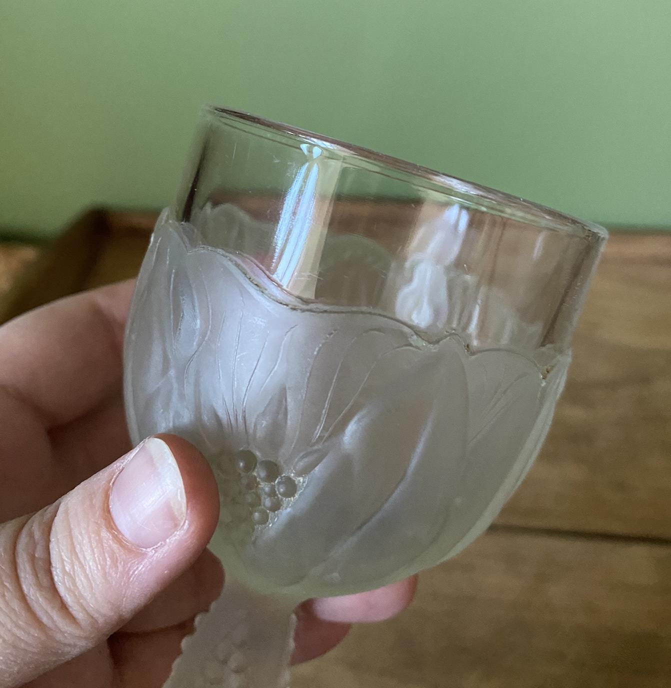 Set of 3 Vintage Taitu Frosted Italian Water Goblets